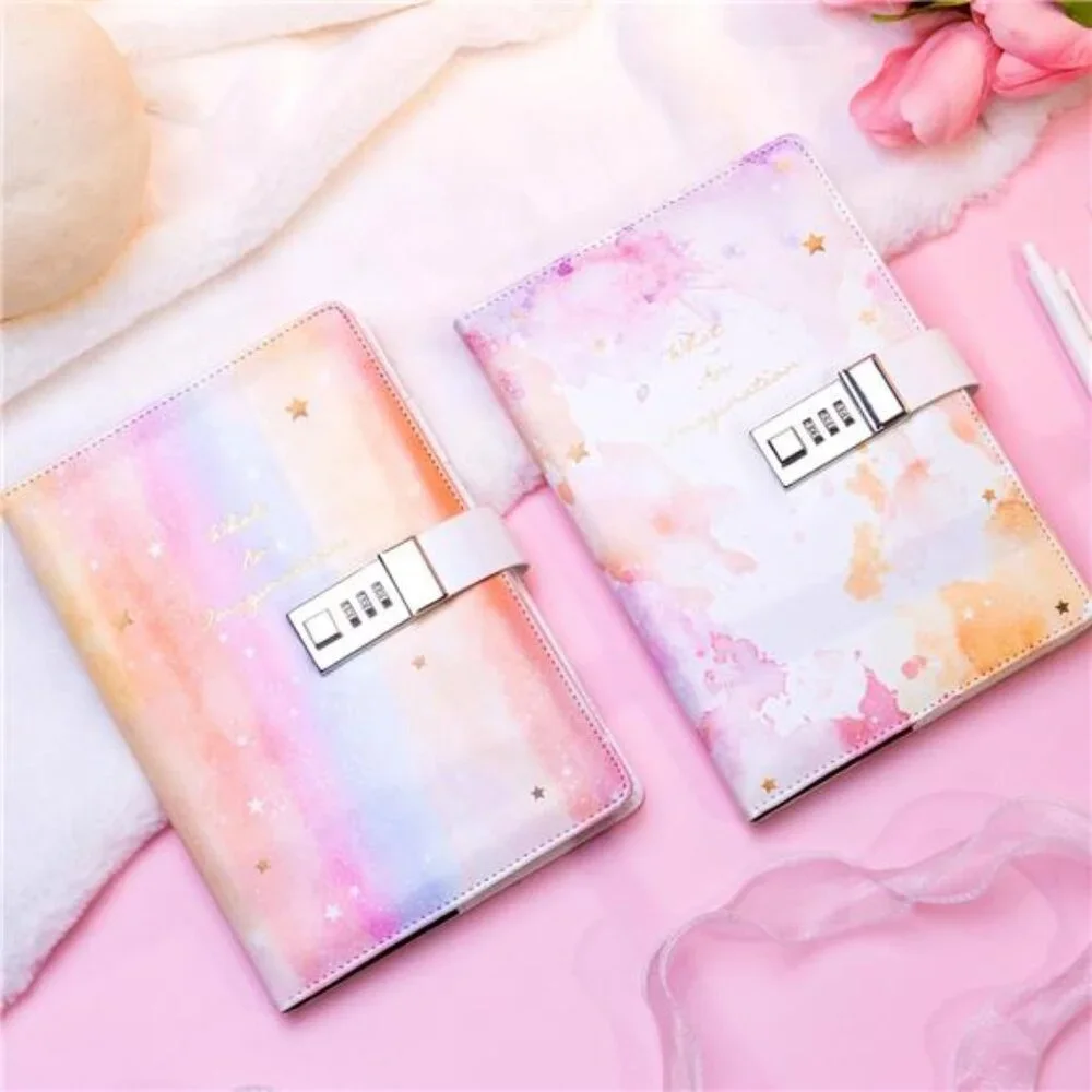 Diary with Lock for Girls Age 8 9 10 11 12, Light Rainbow Journal with